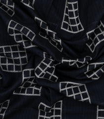 Midnight Blue Printed Art Chanderi Saree With Zari Border-BL5017
