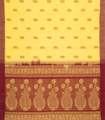 Yellow Handloom Rasipuram Cotton Saree With Floral Buttas-RA2419