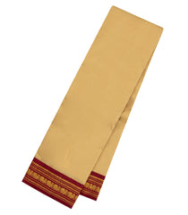 Sandal Handloom Korvai Kanchipuram Silk Saree With Crimson Border-KA15524