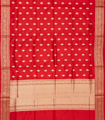 Red Banarasi Silk Saree With Floral Buttas