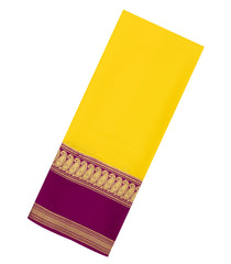 Yellow Woven Mysore Silk Saree With Contrast Magenta Border-MS3241