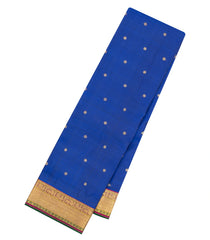 Blue Handloom Kanchipuram Silk Saree With Buttas & Contrast Border-KA15109