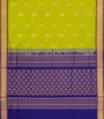 Light Green Handloom Silk Cotton Saree With Buttas & Contrast Zari Border-SC4657