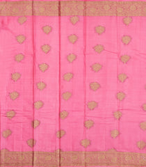 Peach Woven Tussar Silk Saree With Floral Buttas-TU3586