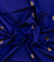Blue Handloom Silk Cotton Saree With Buttas & Contrast Zari Border-SC5008
