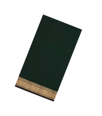 Bottle Green Handloom Kanchi Cotton Saree With Silk Border-KC1824