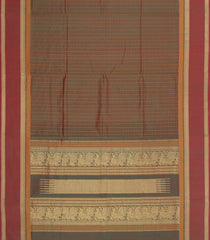Green Handloom Silk Cotton Saree With Checks-SC4206