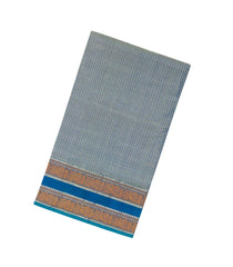 Grey Handloom Silk Cotton Saree With Checks-SC3327