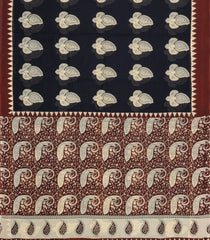 Black Printed Jaipur Cotton Saree With Printed Floral Motifs-JC1923