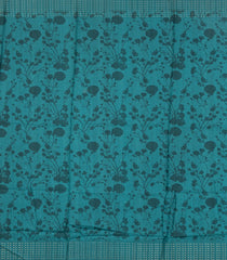 Cyan Printed Synthetic Tussar Saree With Zari Strip Border-BL5387