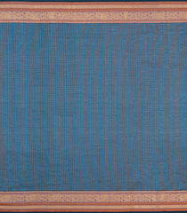 Blue Handloom Silk Cotton Saree With Checks-SC4372