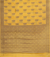 Mustard Woven Tussar Silk Saree With Floral Buttas-TU3428