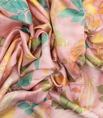 Baby Pink Woven Pure Silk Saree With Printed Floral Motifs-PS0590