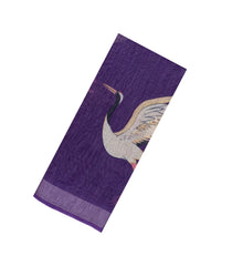 Purple Printed Synthetics Linen Saree With Zari Border-BL5326