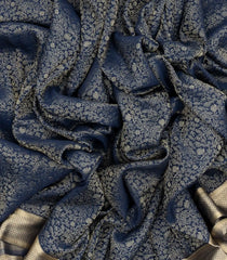 Navy Blue Mysore Crepe Silk Saree With Floral Vine Motifs-MS3123