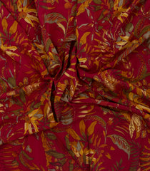 Maroon Printed Crepe Silk Saree With Floral Motifs-PS0899