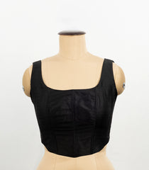 Black Spun Cotton Readymade Co-Ord Blouse With Side String Shaper & SleevelessRB5194