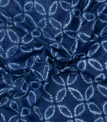 Indigo Printed Chanderi Cotton Saree With Zari Border-CC1492