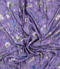 Lavender Printed Pure Satin Silk Saree With Floral Motifs-PS0943