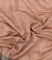 Rust Printed Chanderi Cotton Saree With Geometric Motifs-CC1763