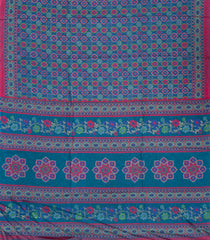 Blue Woven Synthetic Manipuri Saree With Printed Floral Motifs-BL4163