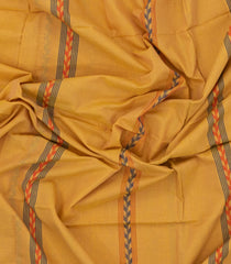 Yellow Handloom Bengal Cotton Saree With Stripes-BG1608