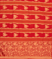 Red & Orange Woven Blended Viscose Saree With Stripes & Elephant Buttas-BL4987