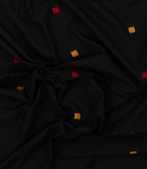 Black Handloom Bengal Cotton Saree With Buttas-BG1928-Black