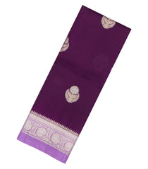 Burgundy Woven Banarasi Poona Silk Saree With Buttas & Contrast Border-BP1042