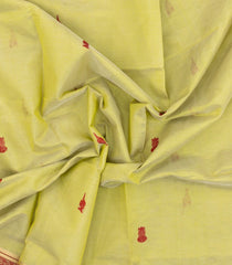 Yellow Handloom Silk Cotton Saree With Gandaberunda Buttas-SC4399
