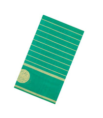 Aquamarine Handloom Silk Cotton Saree With Veldhari Stripes-SC4595