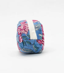 Blue Cotton Bagru Printed Coin Pouch With Zipper-ACS1072