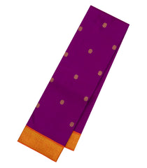 Purple Handloom Korvai Kanchipuram Silk Saree With Buttas & Orange Border-KA14057