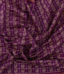 Purple Handloom Kanchi Cotton Saree With Checks & Buttas-KC1697
