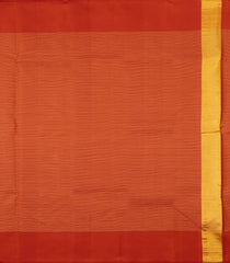 Rust Handloom Kanchipuram Silk Saree With Checks & Temple Border-KA15312