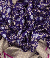 Magenta Handloom Organza Satin Soft Silk Saree With Floral Vine Motifs-SO4063