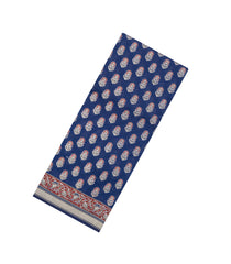 Indigo Printed Jaipur Cotton Saree With Floral Motifs-JC1719