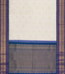 Off White Handloom Korvai Kanchipuram Silk Saree With Navy Blue Border-KA15864