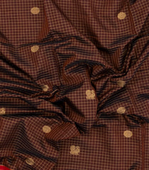 Maroon Handloom Silk Cotton Saree With Checks & Buttas-SC4234