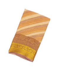 Peach Mysore Crepe Silk Saree With Diagonal Stripes