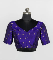 Purple Readymade Tussar Silk Blouse With Zari Buttas-RB5245