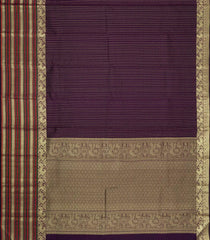 Dark Brown Handloom Kanchipuram Silk Saree With Zari Stripes-KA16065