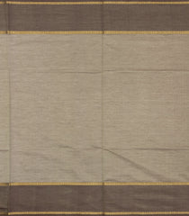 Taupe Handloom Silk Cotton Saree With Veldhari Stripes-SC4541