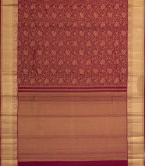 Maroon Handloom Kanchipuram Silk Saree With Floral Vine Motifs-KA14767