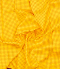 Yellow Handloom Korvai Kanchipuram Silk Saree With Silk Checks-KA15863