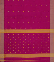 Hot Pink Handloom Maheswari Silk Cotton Saree With Triangle Buttas-SC4925