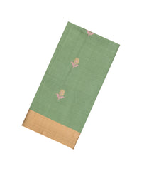 Cardamom Green Woven Tussar Silk Saree With Buttas & Zari Border-TU3469