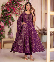 Purple Embroidery Festive Anarkali Set-RC5550