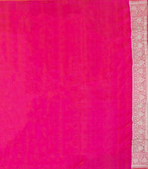 Hot Pink Handloom Banarasi Silk Saree With Floral Vine Zari Motifs-BE1824