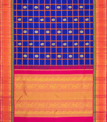 Purple Handloom Korvai Kanchipuram Silk Saree With Checks & Buttas-KA16057